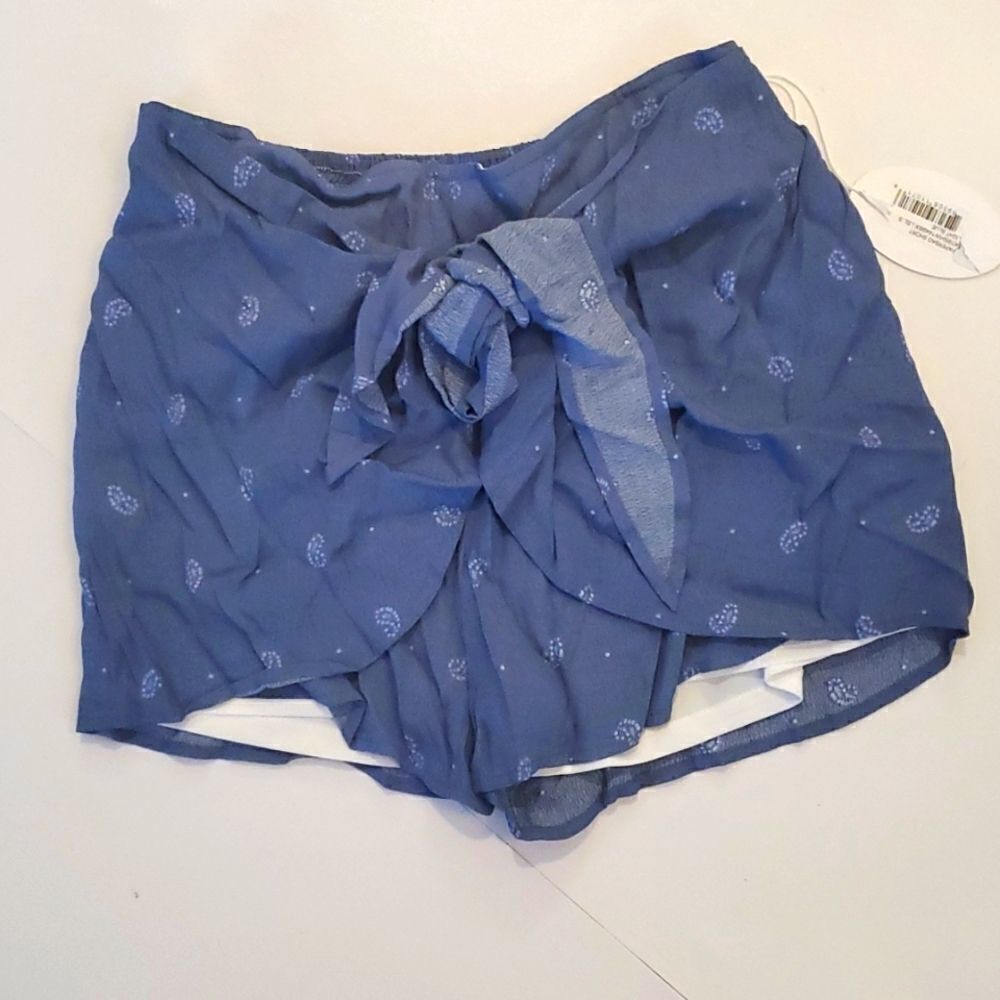 Anthropologie Bishop +Young Blue Paisley Paperbag Shorts NWT Size Women's Small